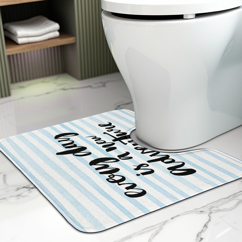 Tapis de salle de bain en forme de U Saying 20 po - bleu pâle