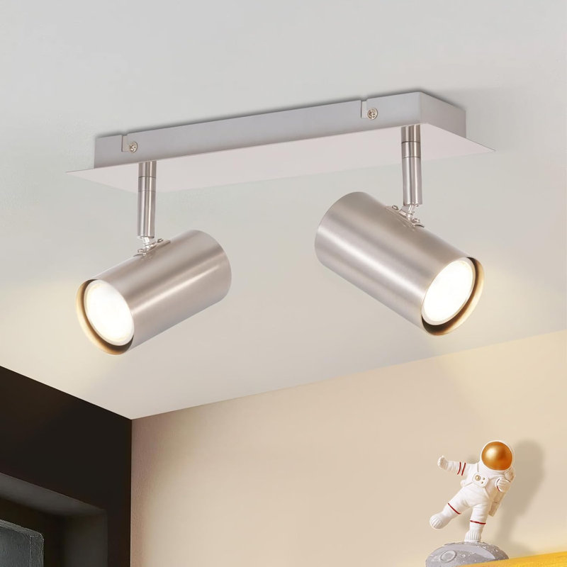 Ceiling spotlight living room ceiling light - ceiling lamp GU10 nickel metal hallway lamp modern ceiling spot swiveling 330° kitchen lamp for living room kitchen bedroom no light source