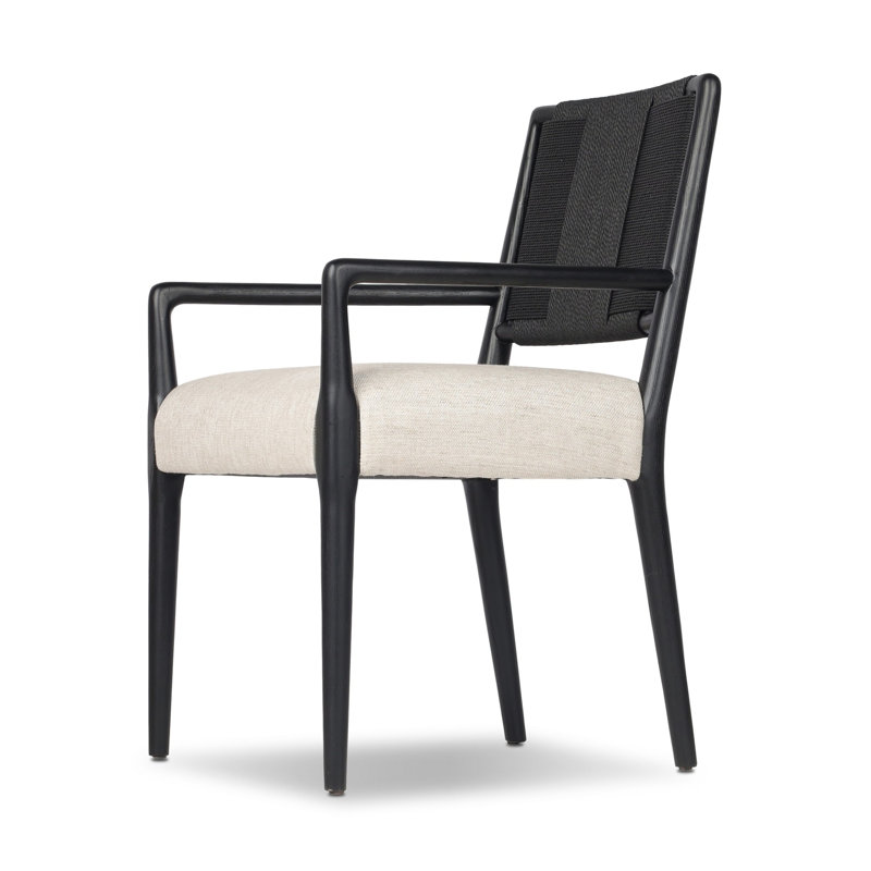 Rothler Dining Armchair-Alcala Wheat, Black Brushed Ash, Essence Natural