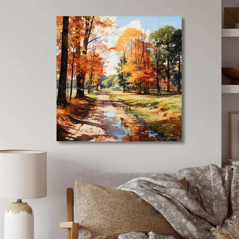 Art mural orange rivière orange tranquillité III - rivière, H 16 po x l 16 po x P 1 po, Toile tendue