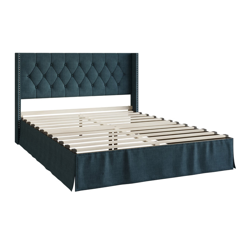 Lit plateforme tapissier Bellamy, Simple, Beige