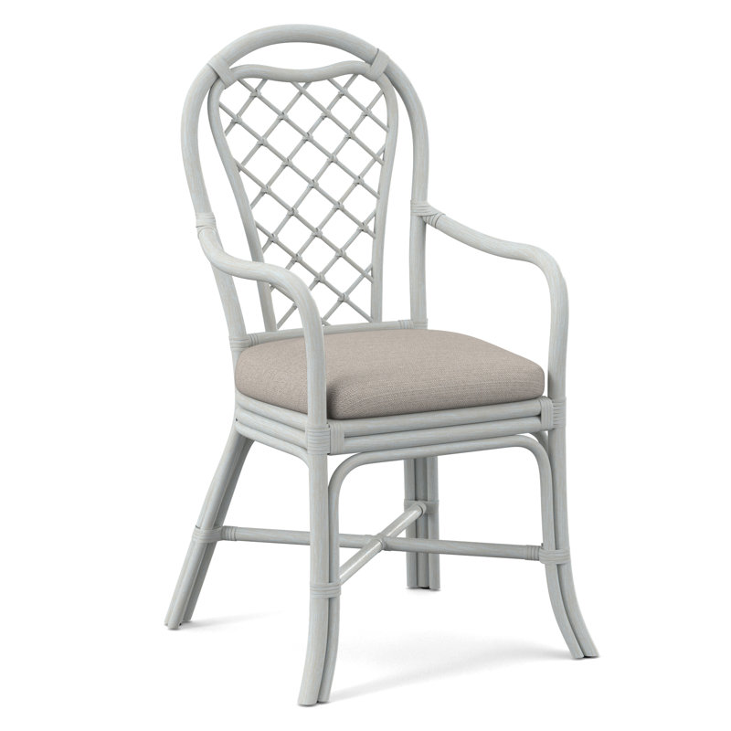 Trellis Dining Arm Chair, Bisque, White Textured Performance; 0865-91