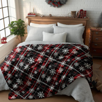 Christmas Flannel Blanket Throw, Buffalo Plaid Snowflake Soft Fuzzy Plush Cozy Fleece Blankets for Couch Sofa Bed Lounging, Ideal Gifts for Kids Adults, 40x50