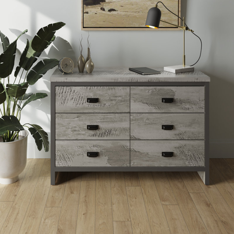 Almudena 112.5cm W 6 - Drawer Chest of Drawers, Grey