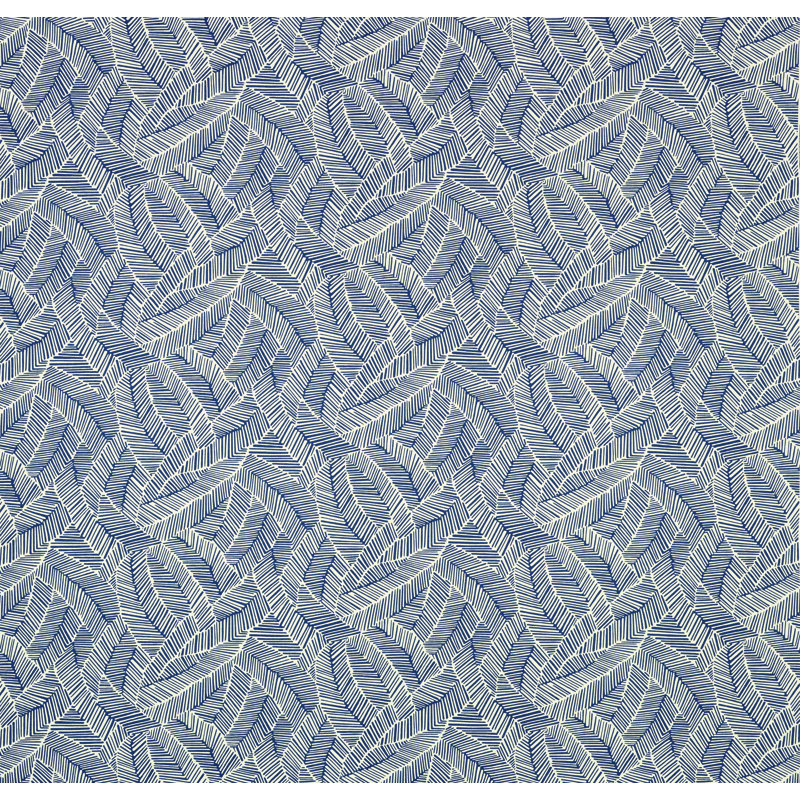 Tissu abstrait à feuilles, Bleu marine