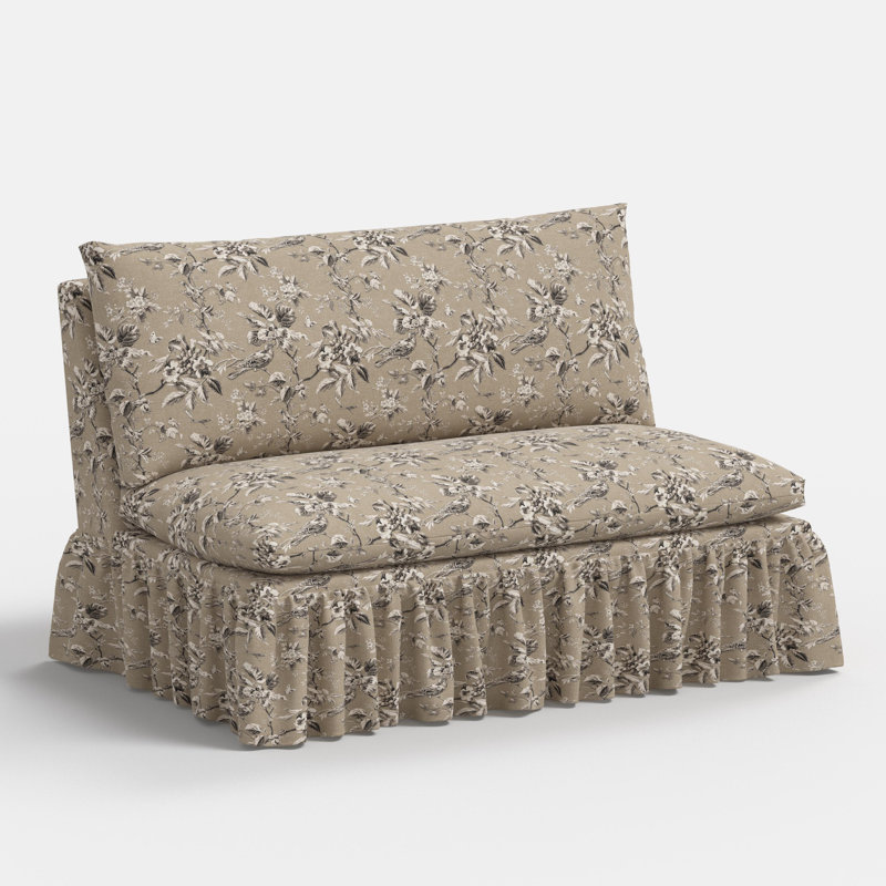Stoffer Home x Cloth and Co. Thelma Settee, Michigan Bird Toile Sand