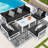 Gilemette 8-Piece Modern Aluminum Outdoor Sectional Seating Group with Cushions & Coffee Table, Rust-Resistant Patio Conversation Set-562047053-564232441