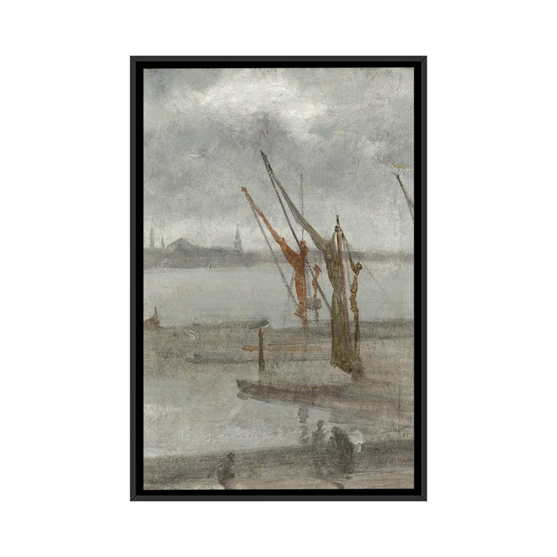 Grey And Silver Chelsea Wharf, 101.6 cm H x 66.04cm W x 4.445cm D, Black