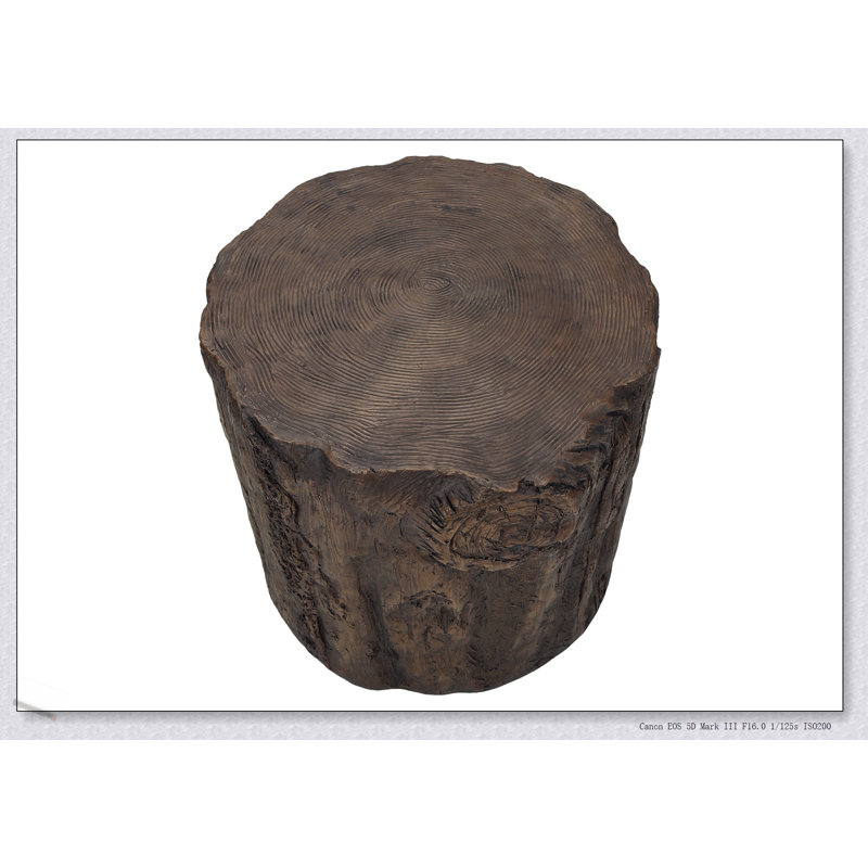 Table d'appoint ronde contemporaine, d'une hauteur de 25 pouces, polyvalente pour une utilisation intérieure et extérieure, finition noyer, conception de souche d'arbre