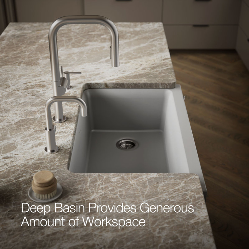 Cairn® Undermount Single-Bowl Farmhouse Kitchen Sink, Gray