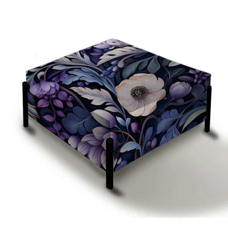 Fougère profonde émeraude mauve enchantée - grand repose-pieds carré floral