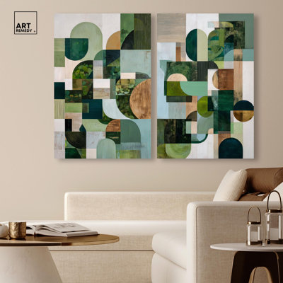 Grey Compositions Set Canvas Print Colorful Wall Decor Set by Art Remedy, Gallery Wrapped, 24 x 36