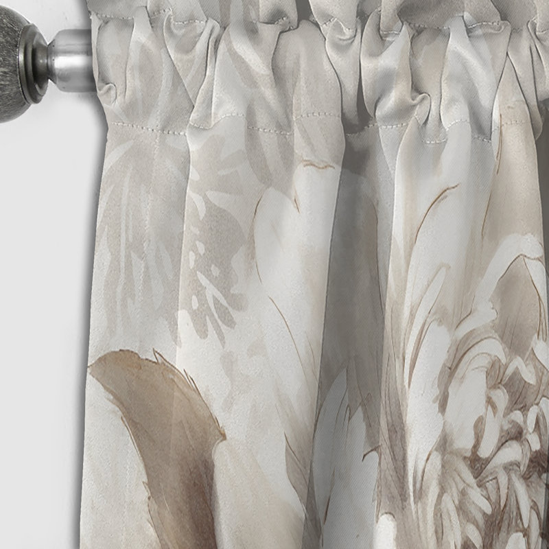 Pivoines grises sur branche II - rideau occultant floral - 1 panneau, L 52 po x L 120 po
