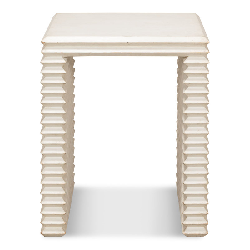 Stacked Solid Wood End Table, Antique White