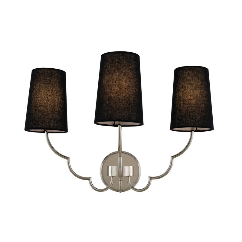 Sophia 3 LT Wall Sconce Kalco, Silver, Black