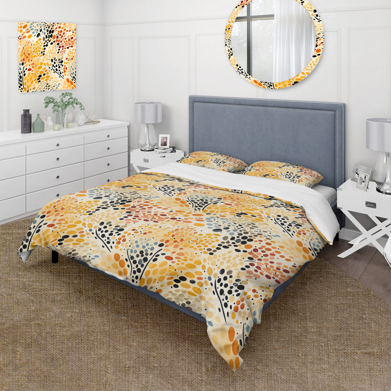 King Size Watercolor Polka Dot Microfiber Duvet Cover Set