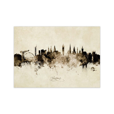 Glasgow Scotland Skyline Vintage by Michael Tompsett - 1 Piece Wall Art