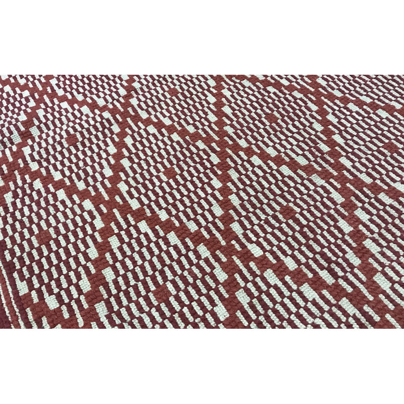 Tapis ivoire et rouge noué à la main de haute qualité