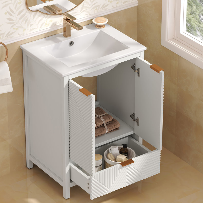 Meuble-lavabo classique 24 po avec comptoir en céramique 24 po, Blanc