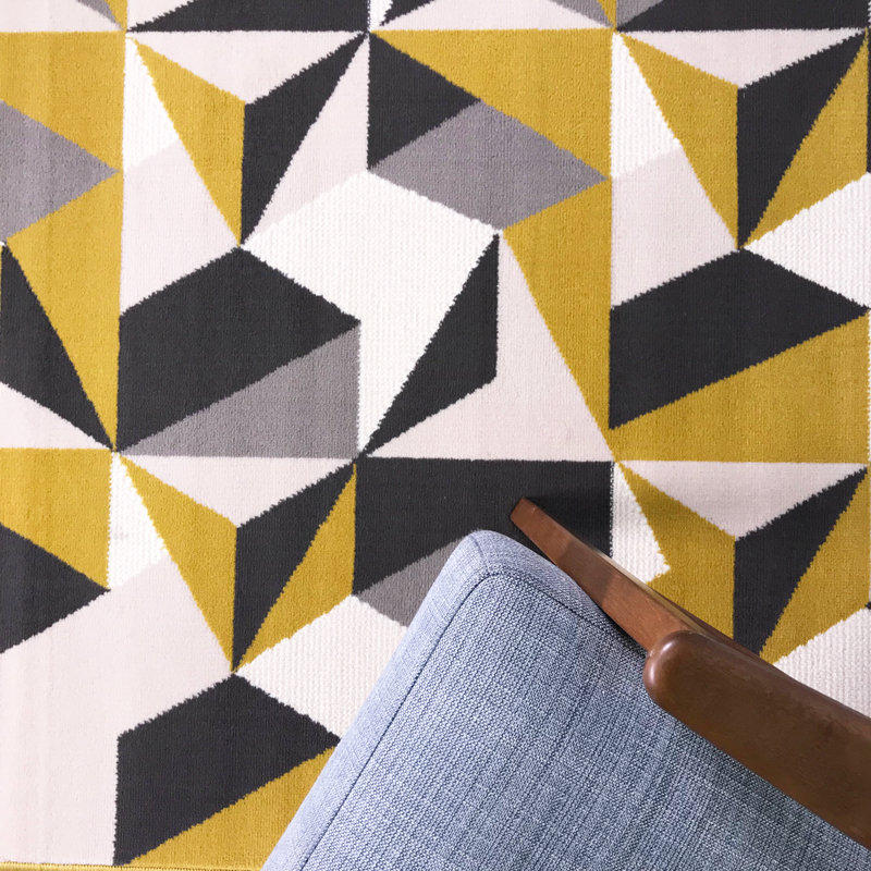 Kotka Machine Woven Ochre/Grey/Beige Indoor Rug, Rectangle 60cm x 110cm