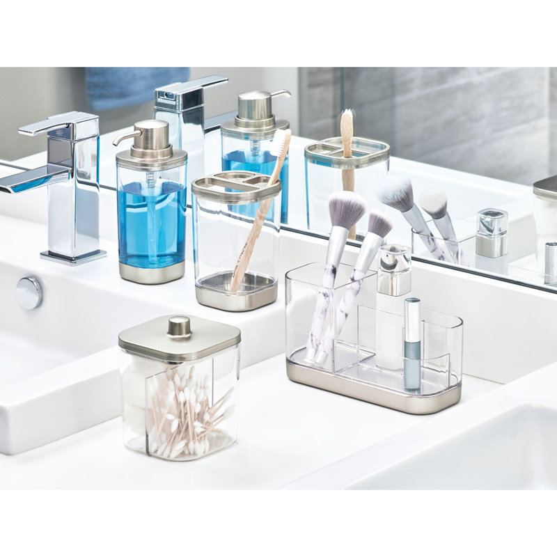 Clear and Brushed Nickel Refillable Liquid Soap Dispenser