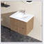 Meuble-lavabo mural Goodyo avec lavabo blanc, conception flottante, finition noyer, rangement spacieux et fabrication en panneau de fibres à densité moyenne durable
