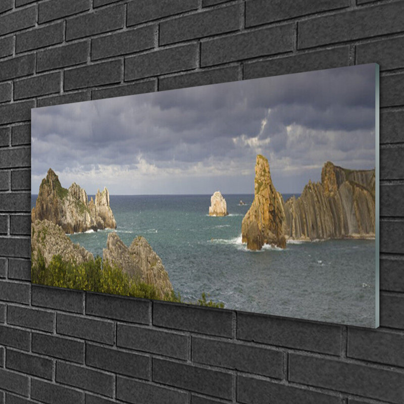 Landscape Sea Rocks - No Frame Print on Glass