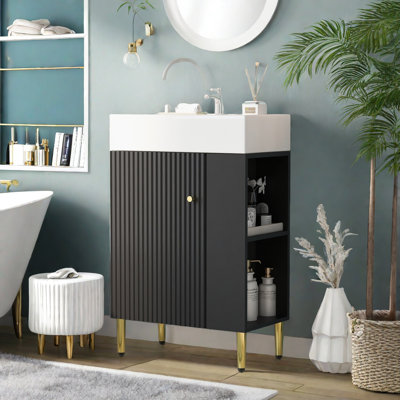 Meuble-lavabo 21,6 po avec lavabo en céramique