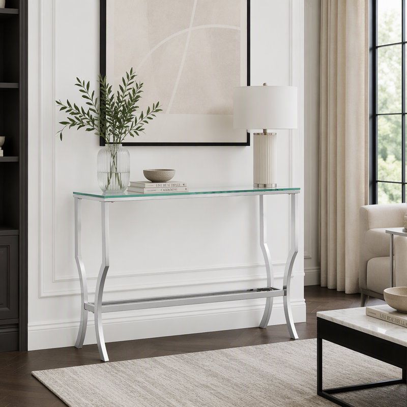 Glass Top Metal Console Table
