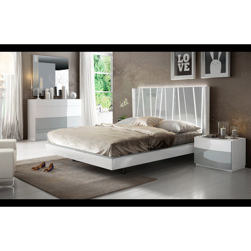 Modern White & Grey Bedside Table