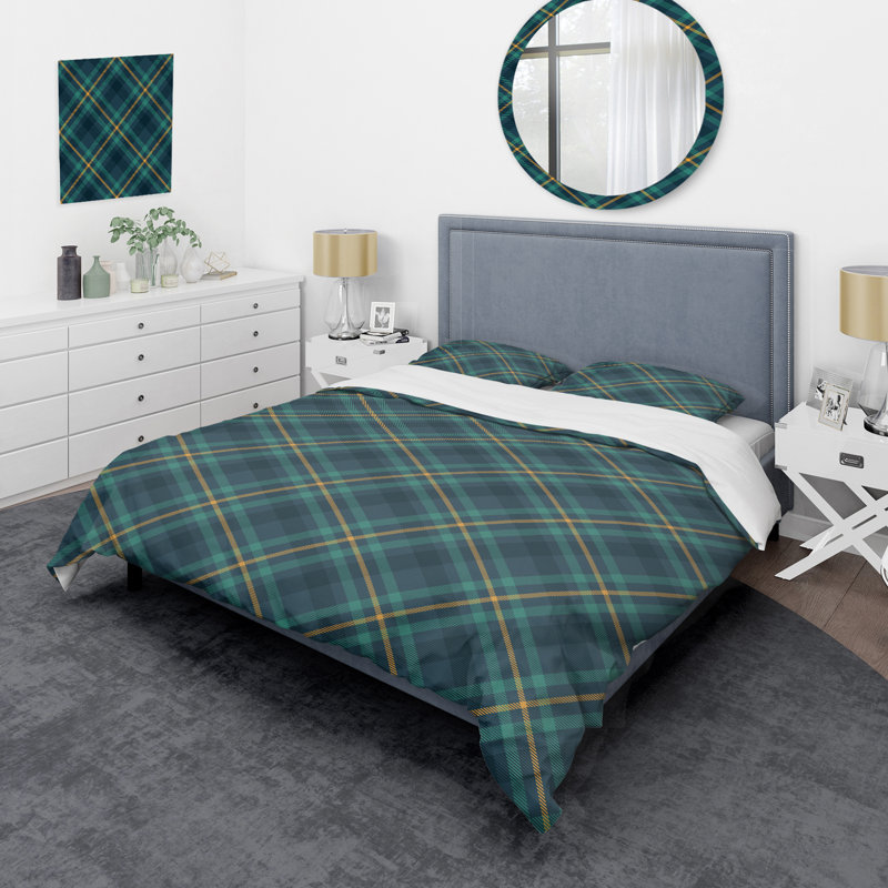 Ensemble de housse de couette en microfibre vert / jaune 3 pièces