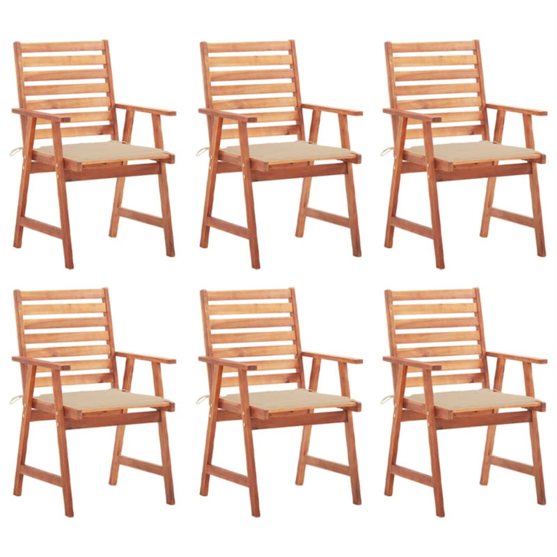 Patio Dining Chairs Outdoor Patio Chair with Cushions Solid Wood Acacia, Dark Gray