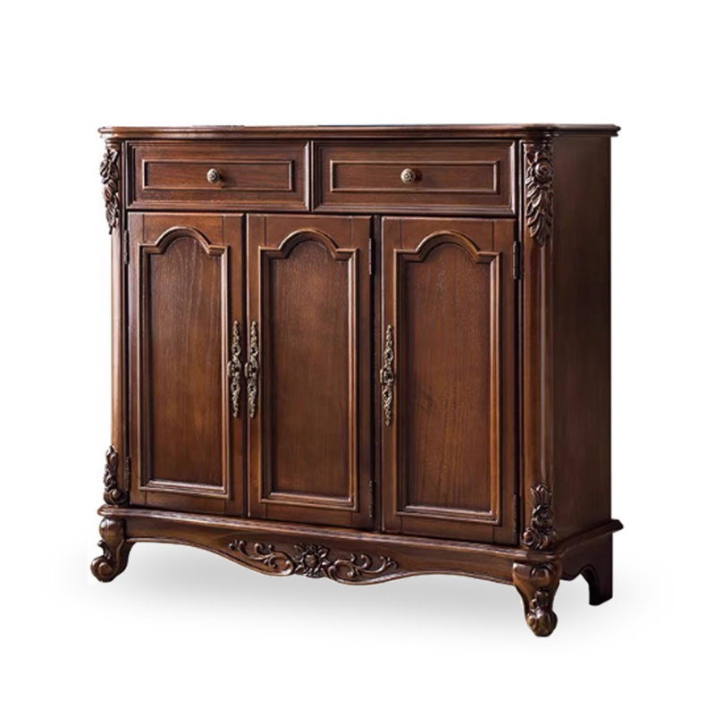 Dark-walnut Solid Wood Shoe Storage Bench