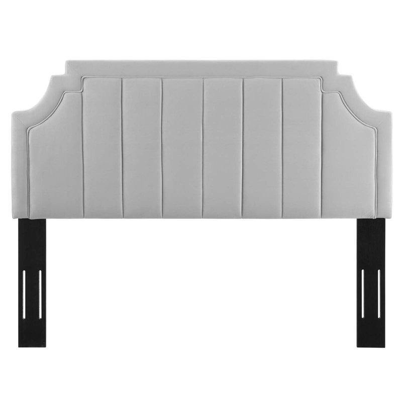 Deltona Light Green Velvet Upholstered King/California King Headboard, White, Full/Queen