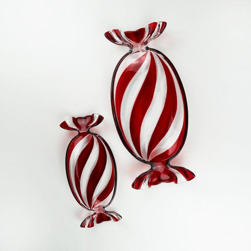 Godinger Christmas Peppermint Candy Tray, 14.17" H x 5.91" W x 1.77" D