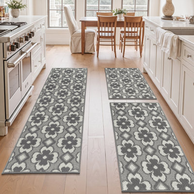  Geometric Floral Kitchen Mat (Set of 3)