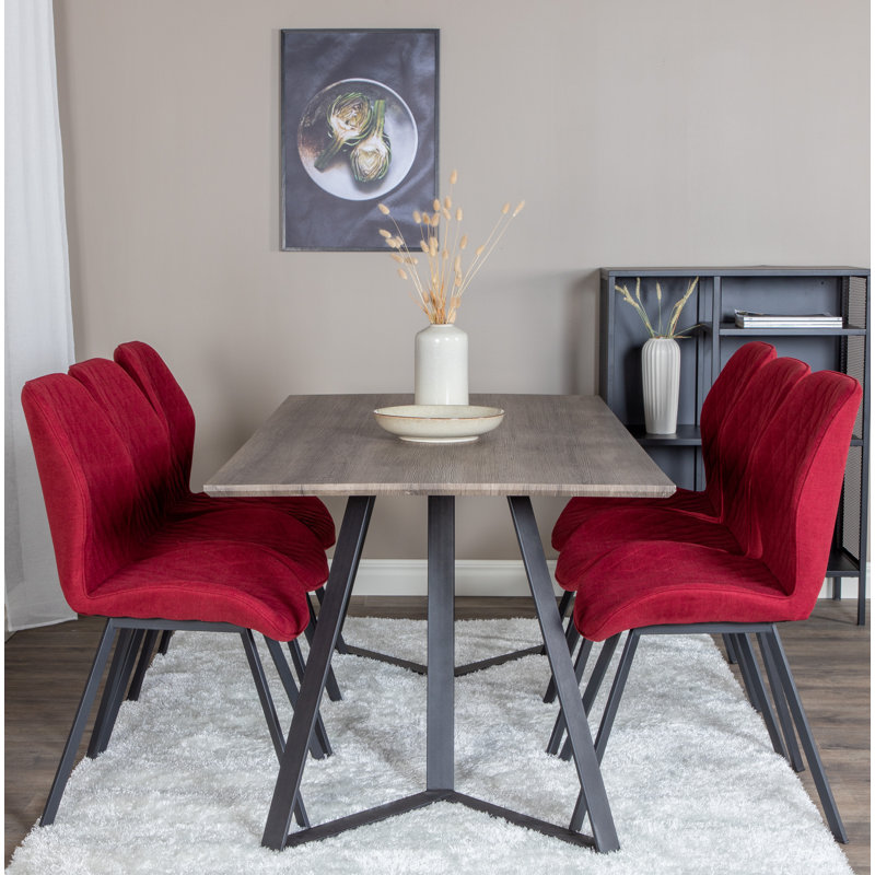 Rowe 6 - Person Dining Set, Red