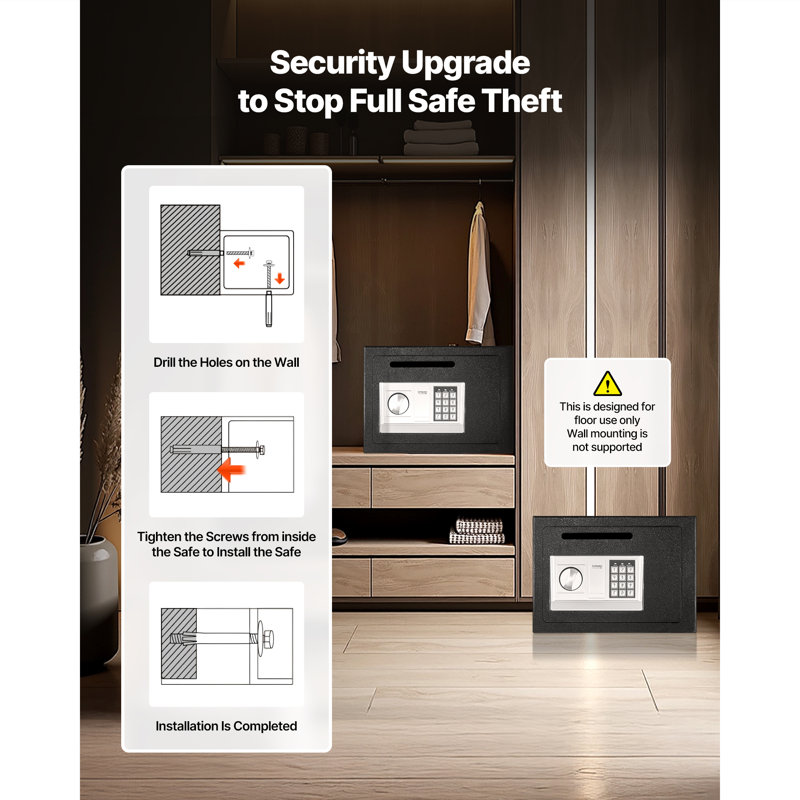 0.6 Cubic Feet Drop Safe, Drop Slot Safe Box with Password and Turn Knob, Heavy-Duty Compact Cash Depository Box with a Front Lock Slot for Cash, Bank Slips, Jewelry, Documents, Bills, Black