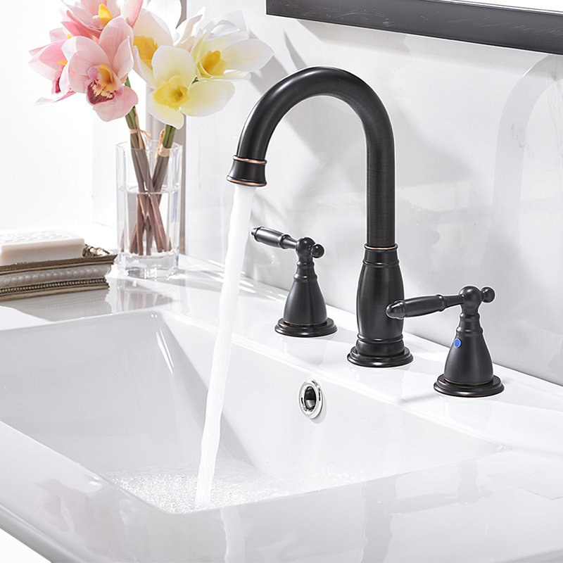 2-handle Bathroom Faucet with Drain Assembly, Bronze