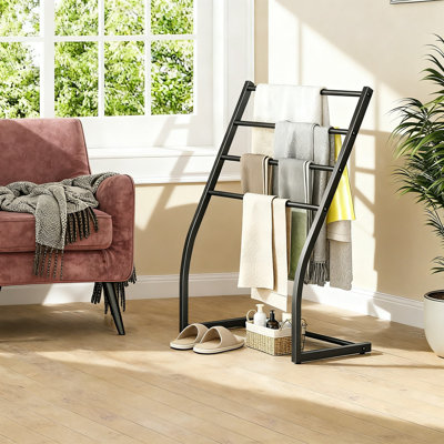 Free Standing Metal Towel Drying Rack (Black)