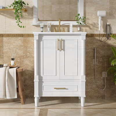 Modern Bathroom Cabinet with Sink,with Drawer and Back Open Structure
