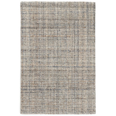 Tapis bleu / brun en laine Harris