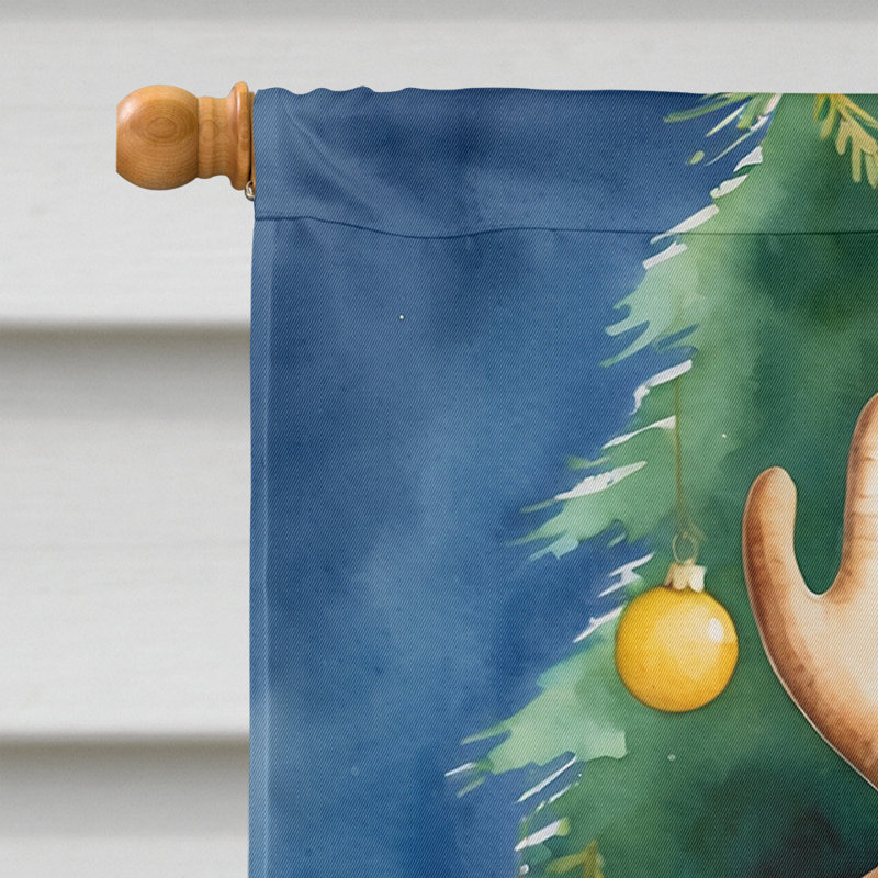 Drapeau de Noël maison de renne, Braque hongrois à poil court