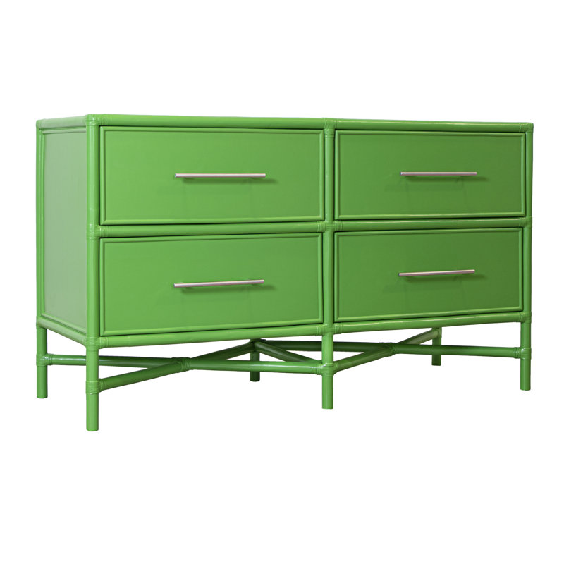 Venice 4 Drawers 54" W Double Dresser, Bright Green
