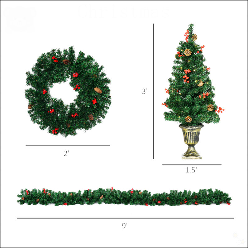 Ensemble de 4 pièces Prelit Holiday Christmas
