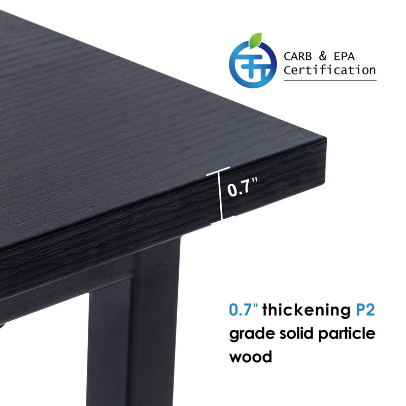 L-Shape Corner Writing Desk with with Monitor Stand, Black