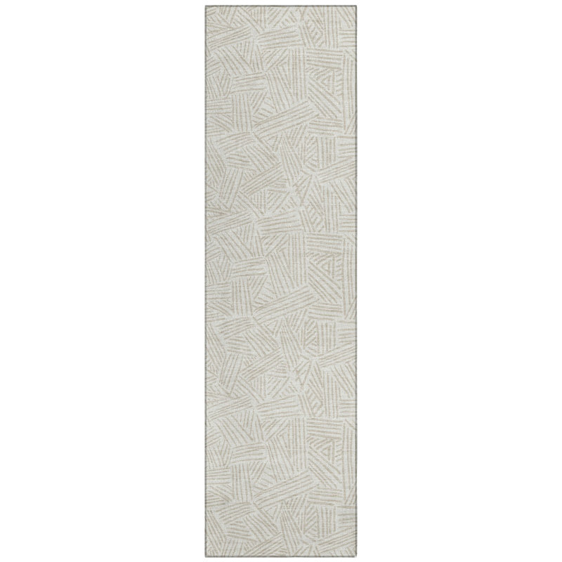 Machine Washable Indoor/Outdoor Chantille ACN2648 Geometric Rug, 2'3" x 7'6" Runner, Ivory