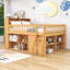 Lit mezzanine en bois avec tête de lit à DEL et tablettes de rangement-901139995-901139996