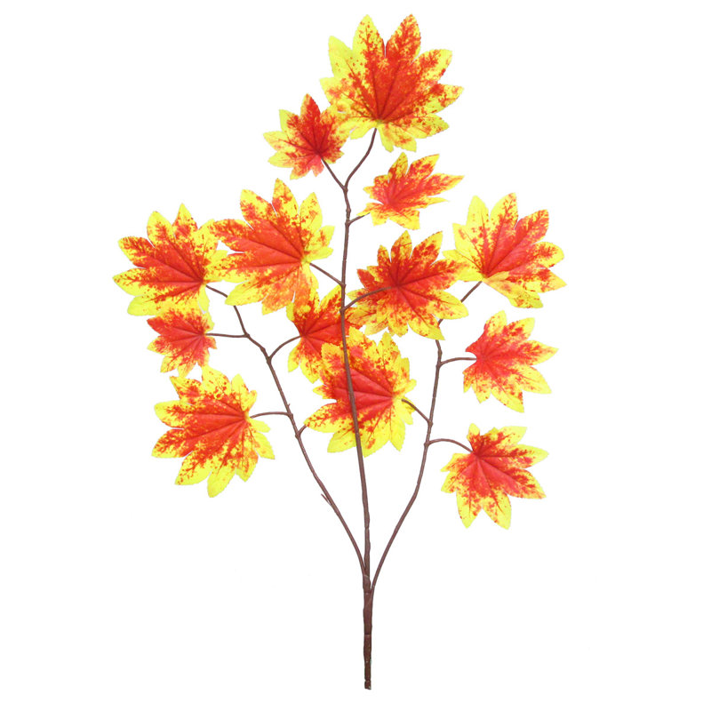 Branche de feuille d'érable artificielle 22,5 po, Orange