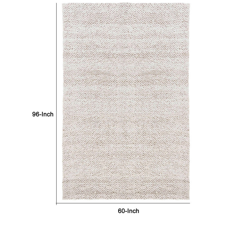 Chevron Jute / Sisal Area Rug in Ivory, Rectangle 5' x 8'